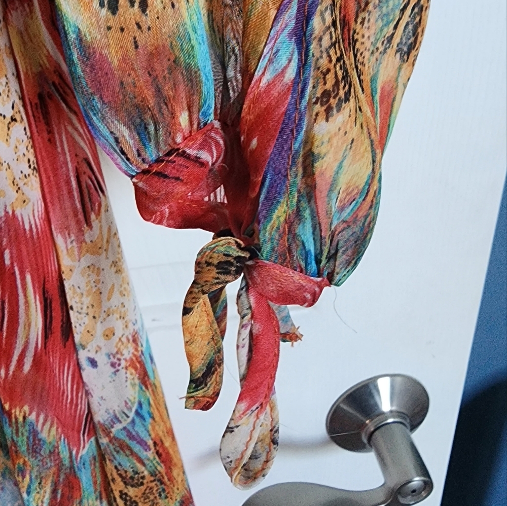 Luxxel romper maxi dress.. Stunning!!  Multi-color and vivid. Size S - Picture 4 of 7